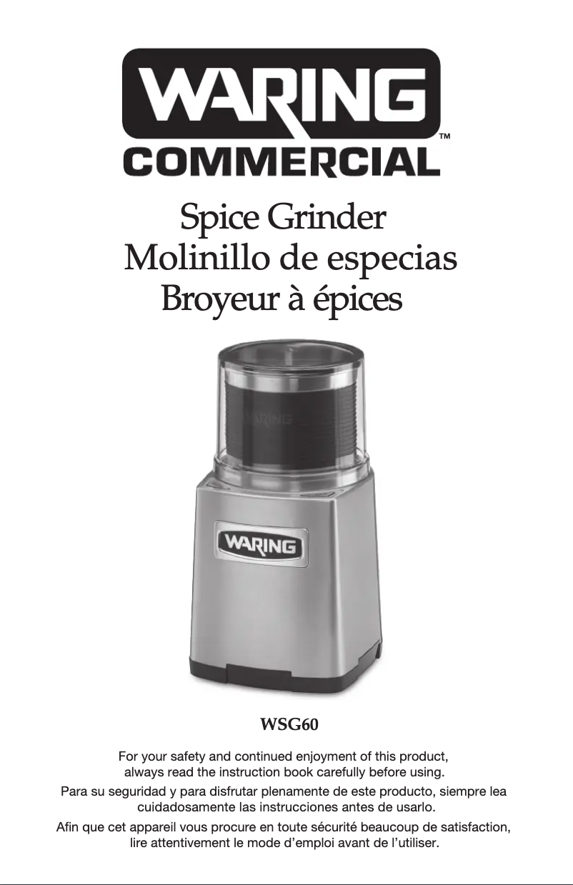Página 1 del manual Instrucciones / montaje Waring Commercial WSG60