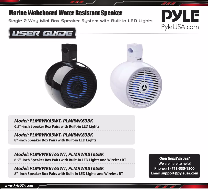 Page 1 de la notice Manuel utilisateur Pyle PLMRWKBT85WT