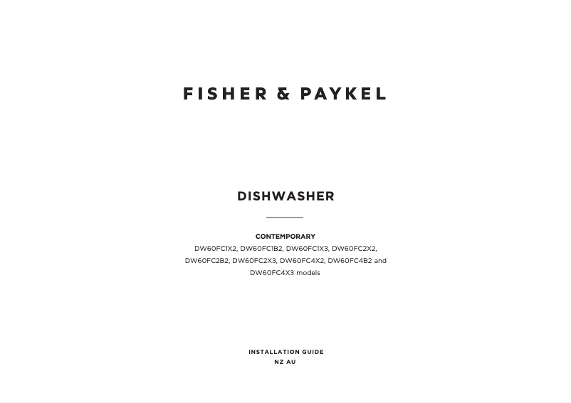 Page 1 de la notice Guide d'installation Fisher & Paykel DW60FC4B2