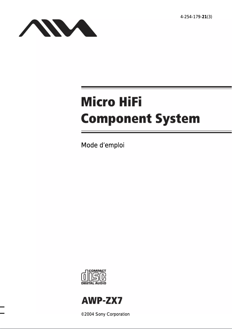 Page 1 of the manual User Manual Aiwa AWPZX7