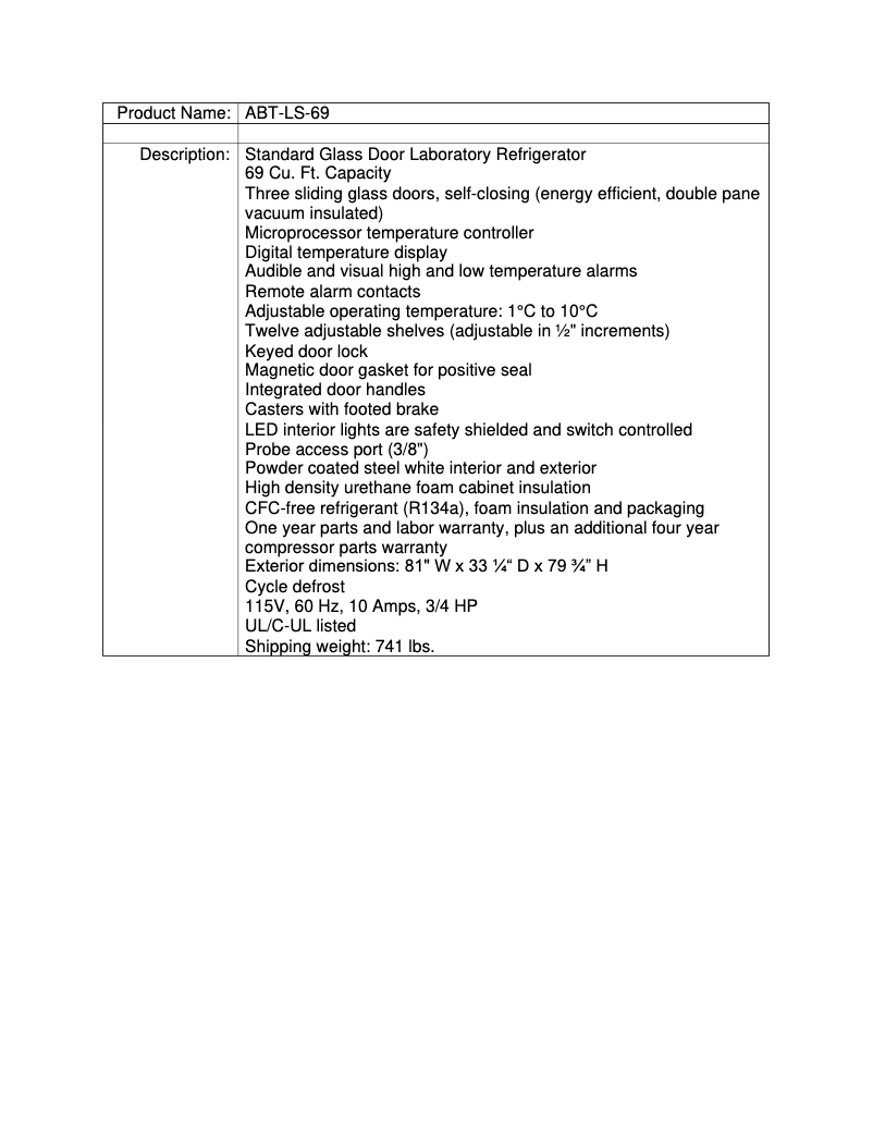 Page 1 de la notice Manuel utilisateur American BioTech Supply ABT-LS-69
