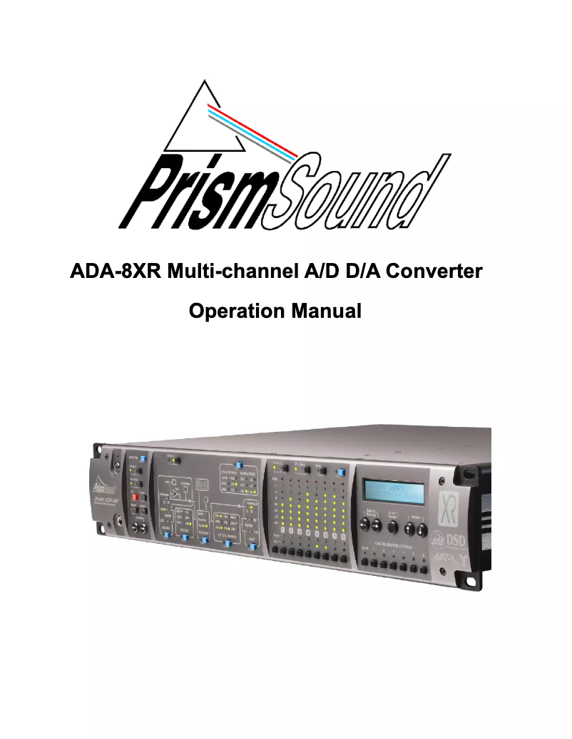 Page 1 de la notice Manuel utilisateur Prism Sound ADA-8XR