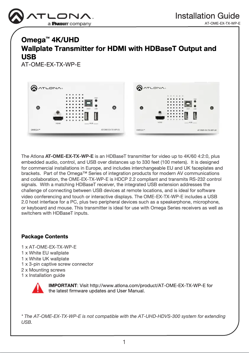 Image de la première page du manuel de l'appareil AT-OME-EX-TX-WP-E