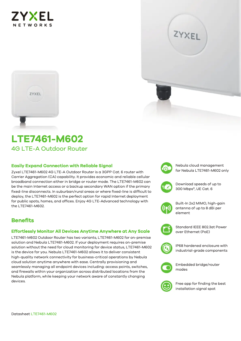 Image de la première page du manuel de l'appareil Nebula LTE7461-M602