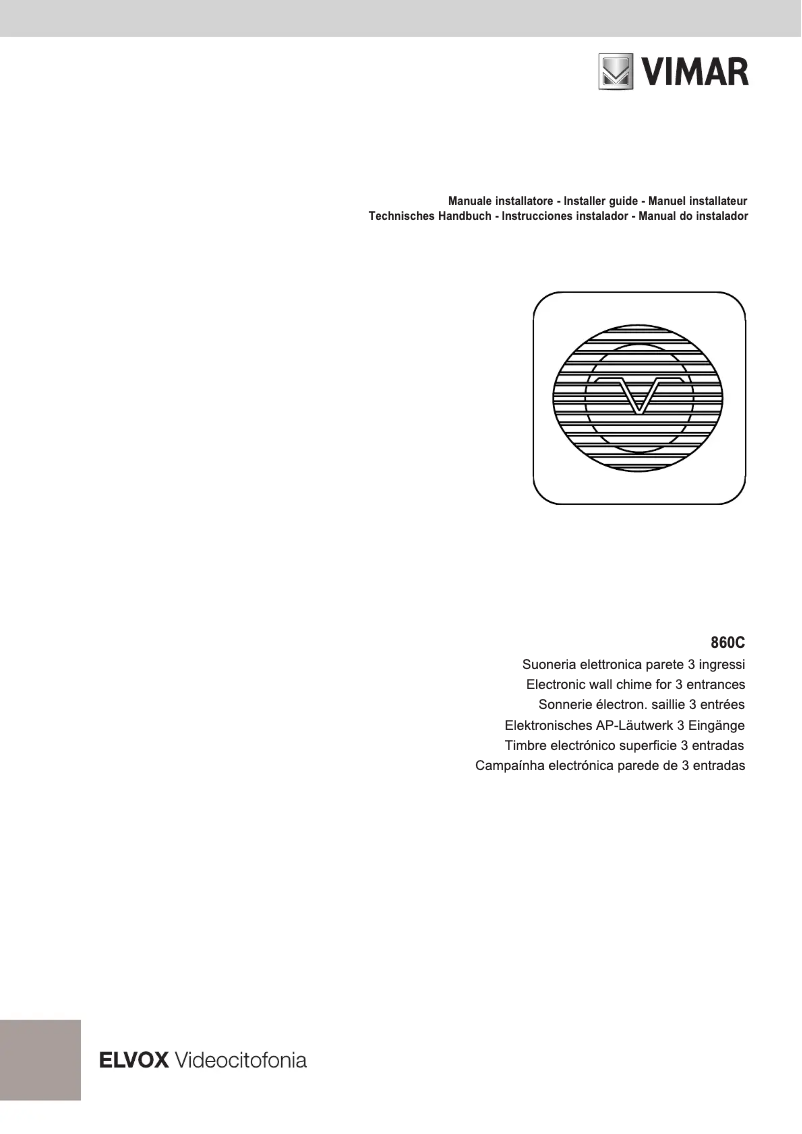 Page n°1 - Manuel utilisateur Vimar ELVOX 860C