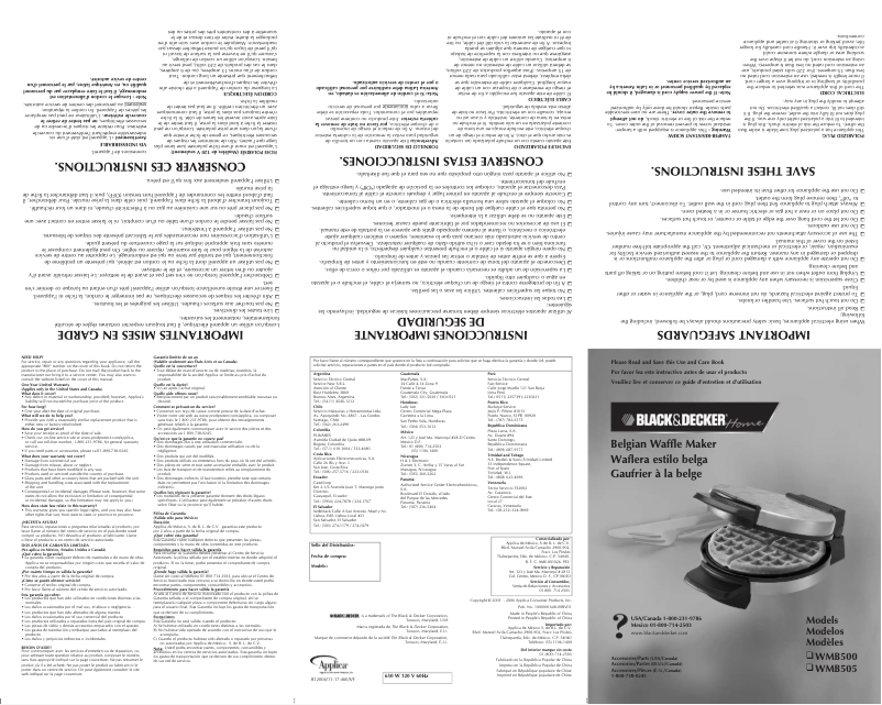 Page 1 de la notice Manuel utilisateur Black & Decker WMB500