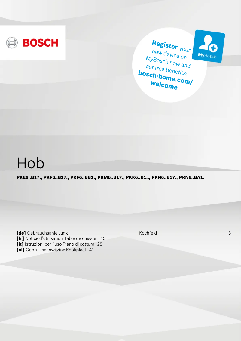 Page 1 de la notice Manuel utilisateur Bosch PKE645B17E