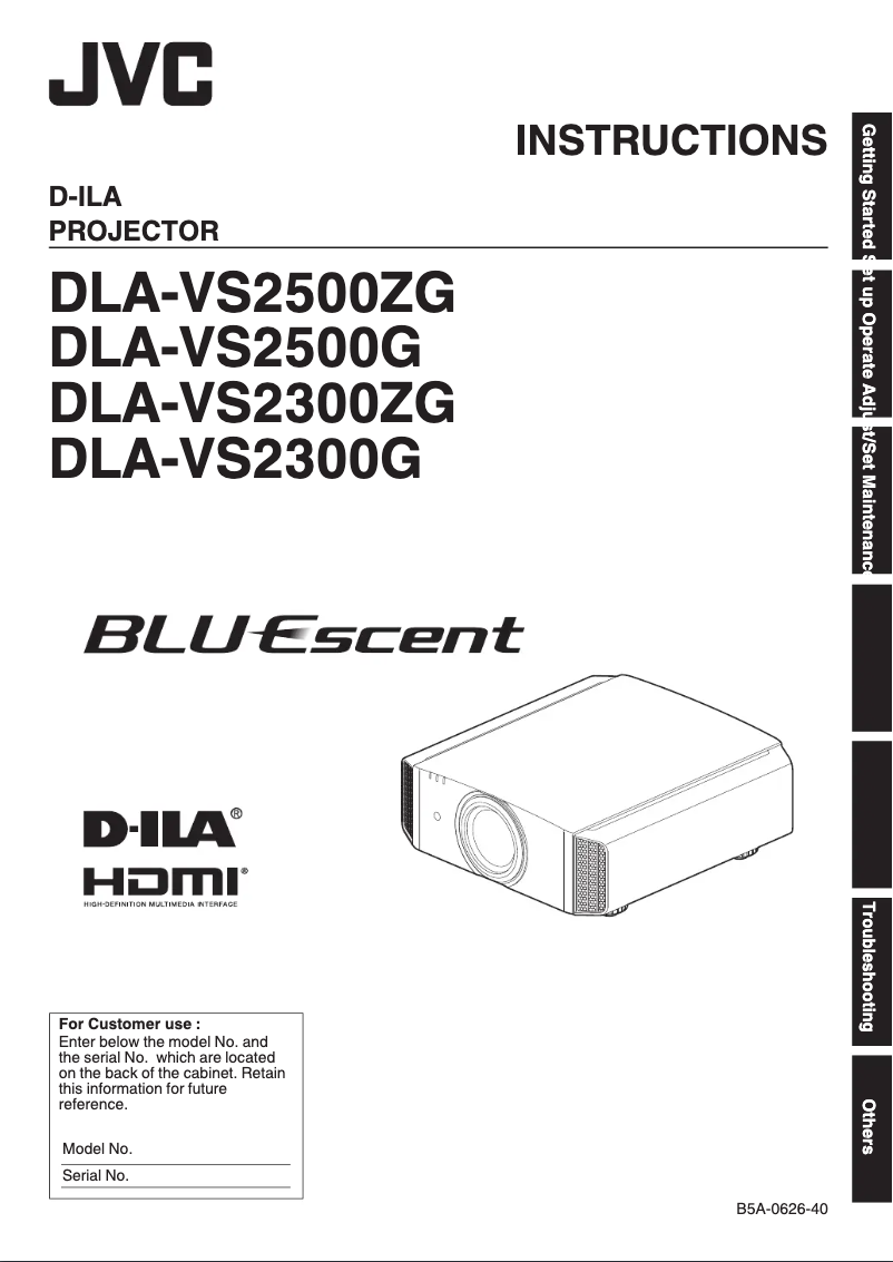 Page 1 of the manual User Manual JVC DLA-VS2300G