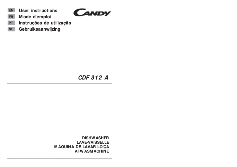 Page 1 de la notice Manuel utilisateur Candy CDF 312 A