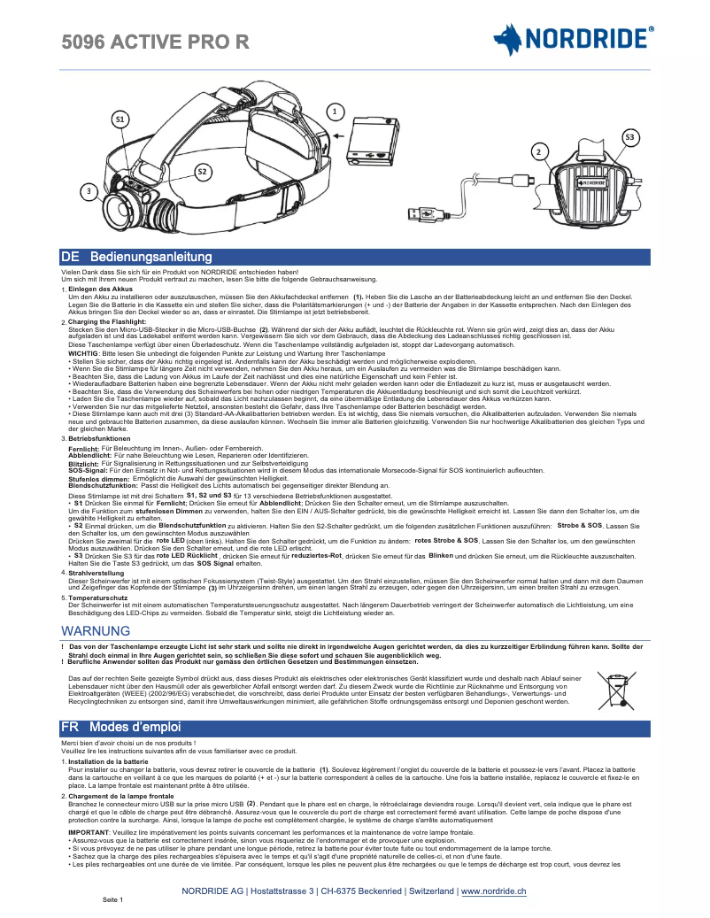 Page n°1 - Manuel utilisateur Nordride 5096 Active Pro R