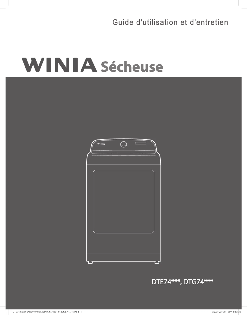 Page 1 de la notice Manuel utilisateur Winia WTP4521W