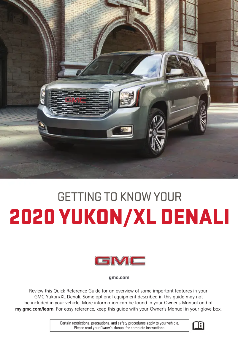 Page 1 de la notice Guide de démarrage rapide GMC Yukon XL (2020)