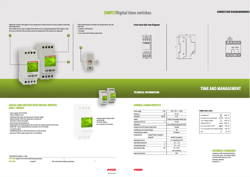 Page 1 de la notice Fiche technique Vemer Simply W