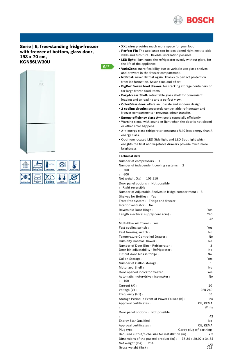 Imagen de la primera página del manual del dispositivo KGN56LW30U