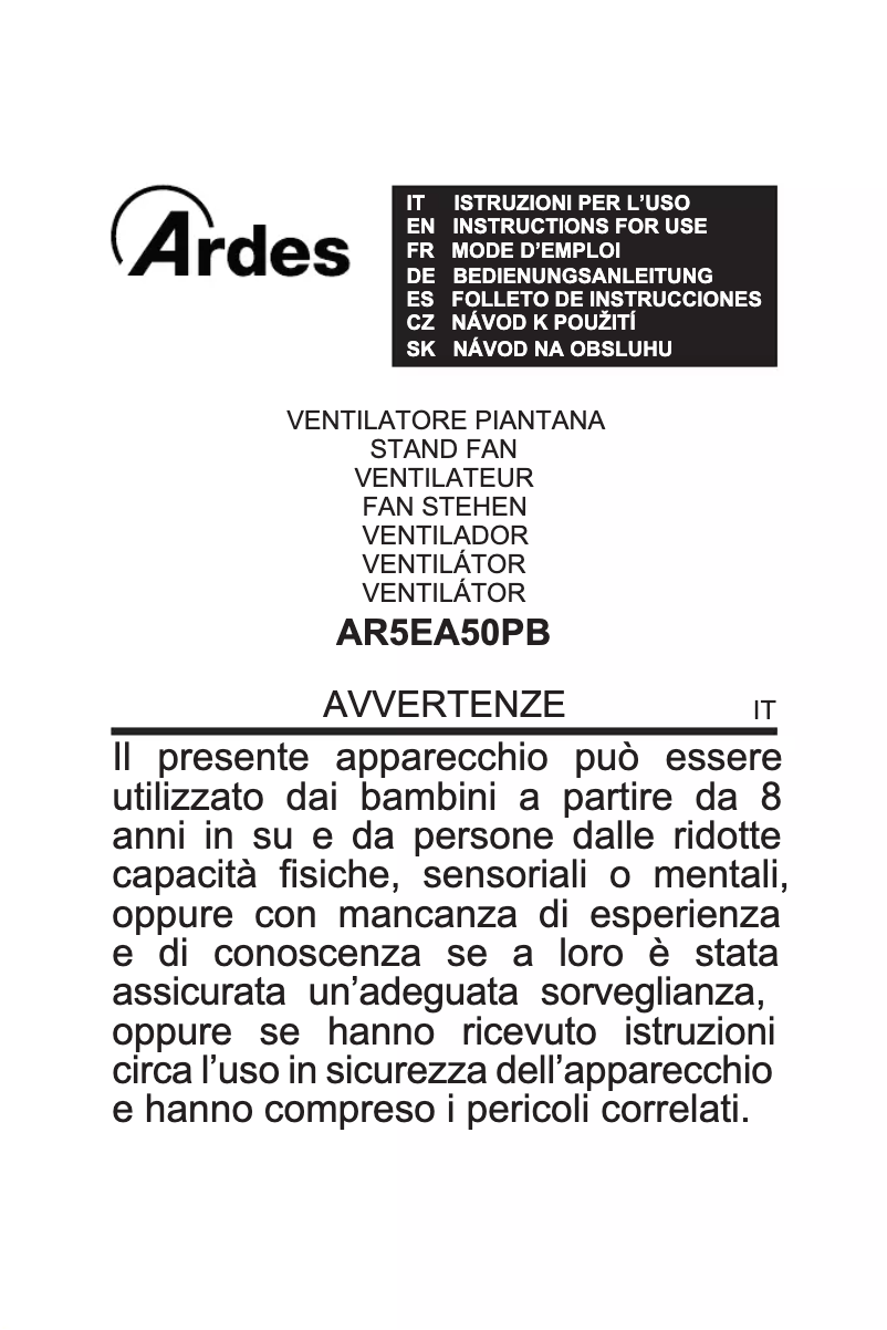 Page 1 de la notice Manuel utilisateur Ardes AR5EA50PB