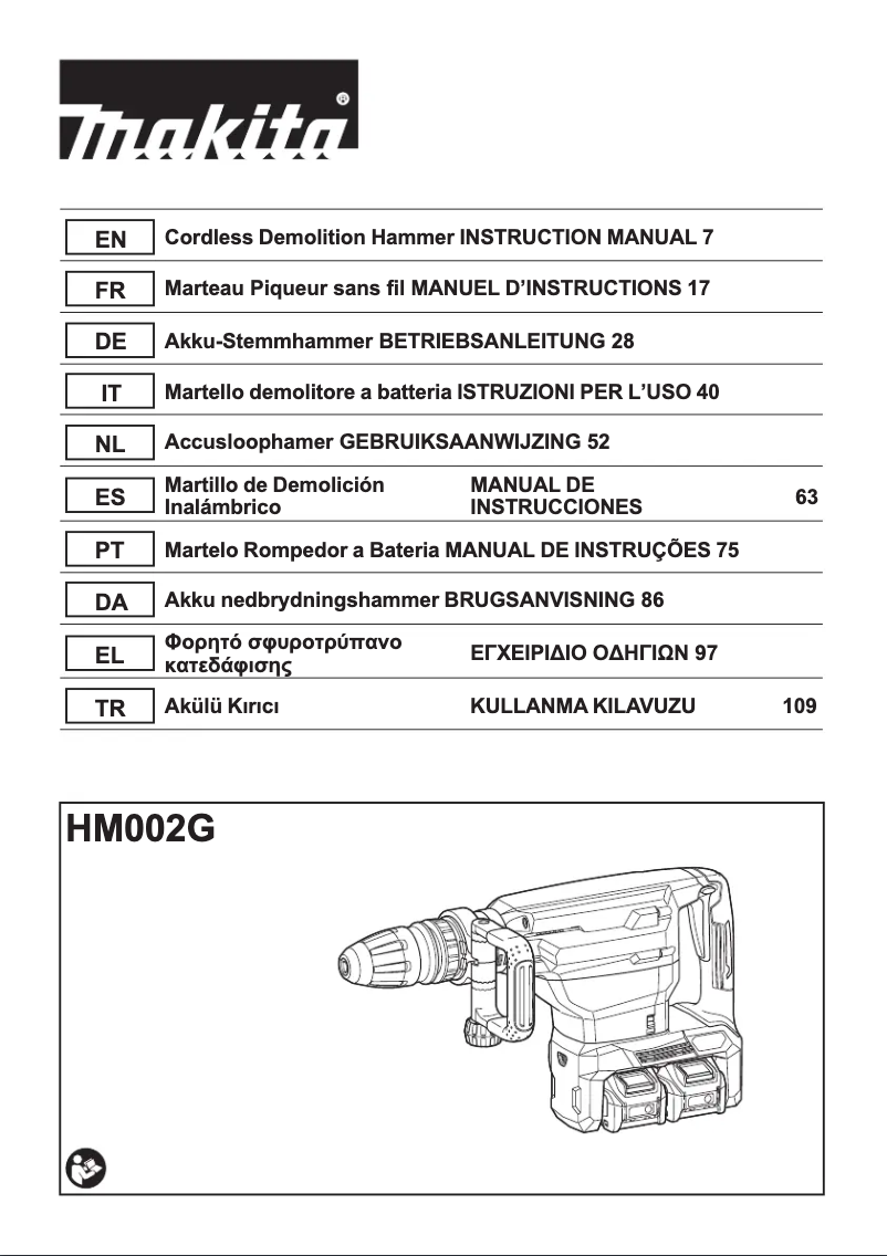 Page 1 de la notice Manuel utilisateur Makita HM002GZ03