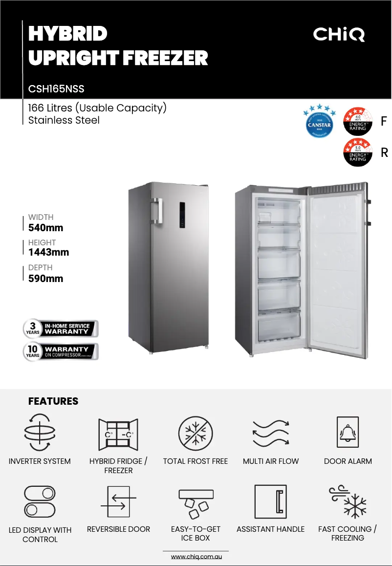 Page 1 de la notice Manuel utilisateur CHiQ CSH165NSS