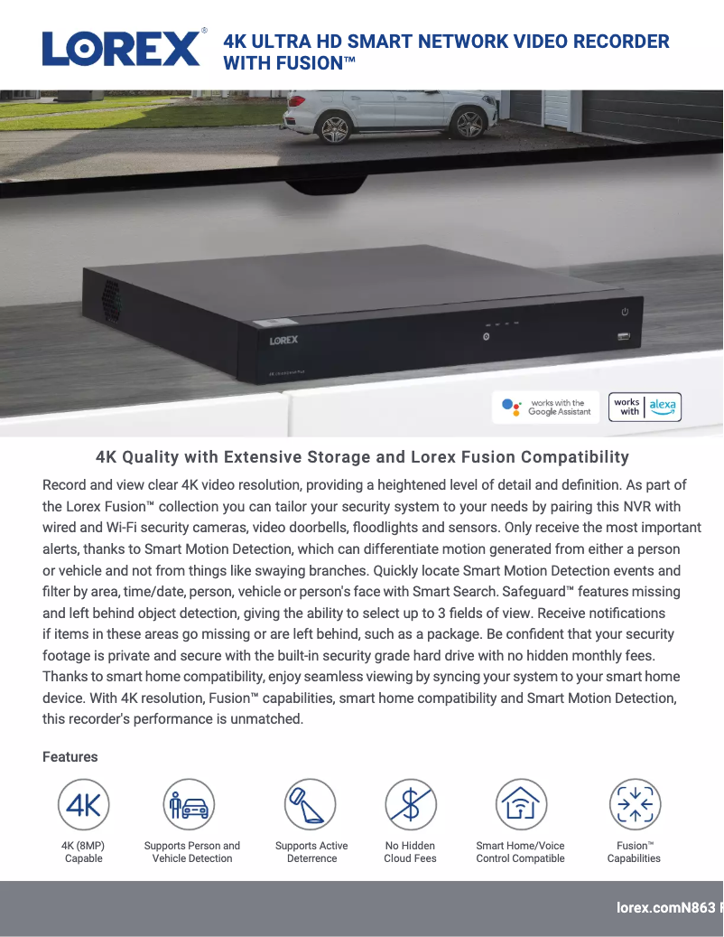 Página 1 del manual Ficha técnica Lorex N863A64BP
