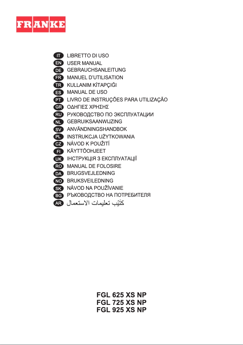 Page n°1 - Manuel utilisateur Franke FGL 625 XS NP