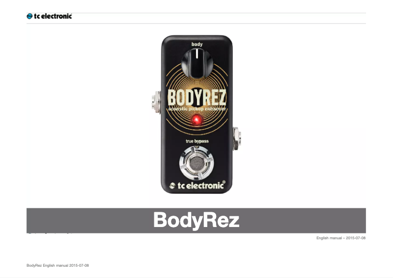 Page n°1 - Manuel utilisateur TC Electronic BODYREZ