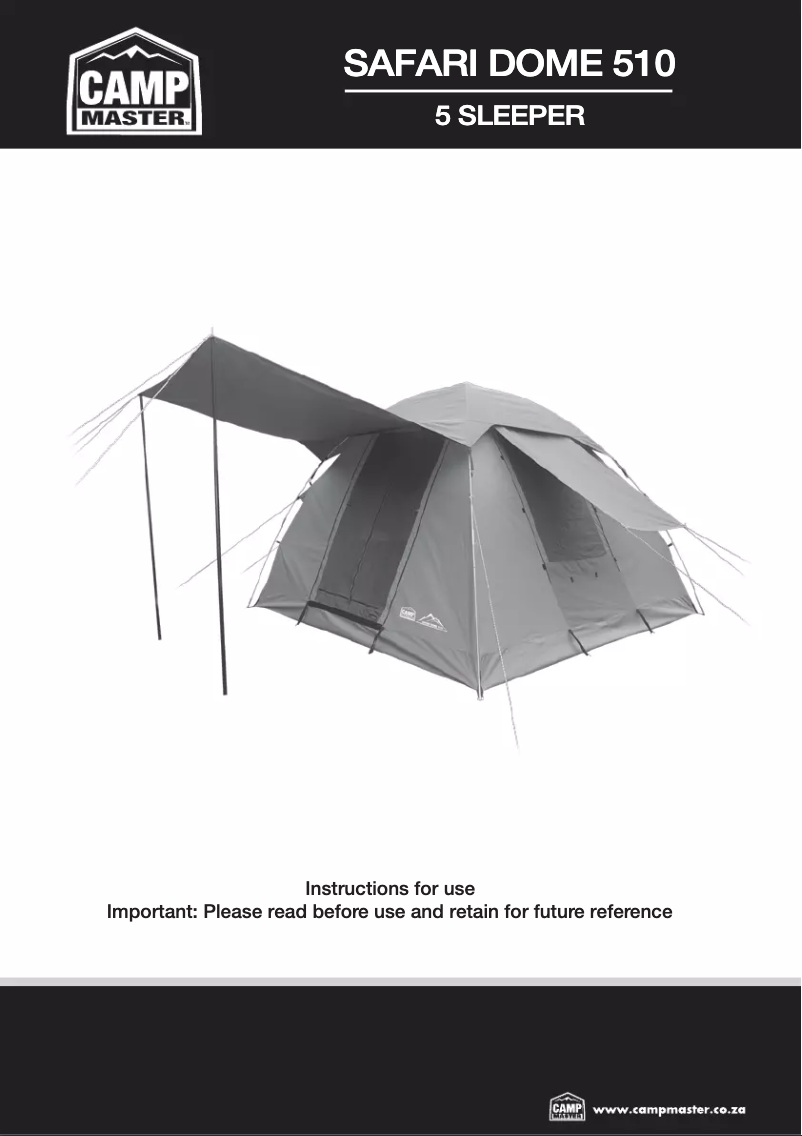 Image de la première page du manuel de l'appareil Safari Dome 510