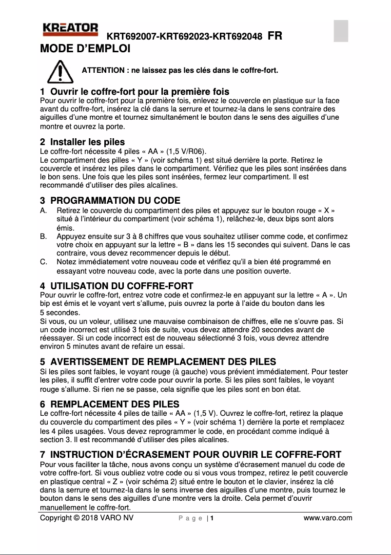 Image de la première page du manuel de l'appareil KRT692007