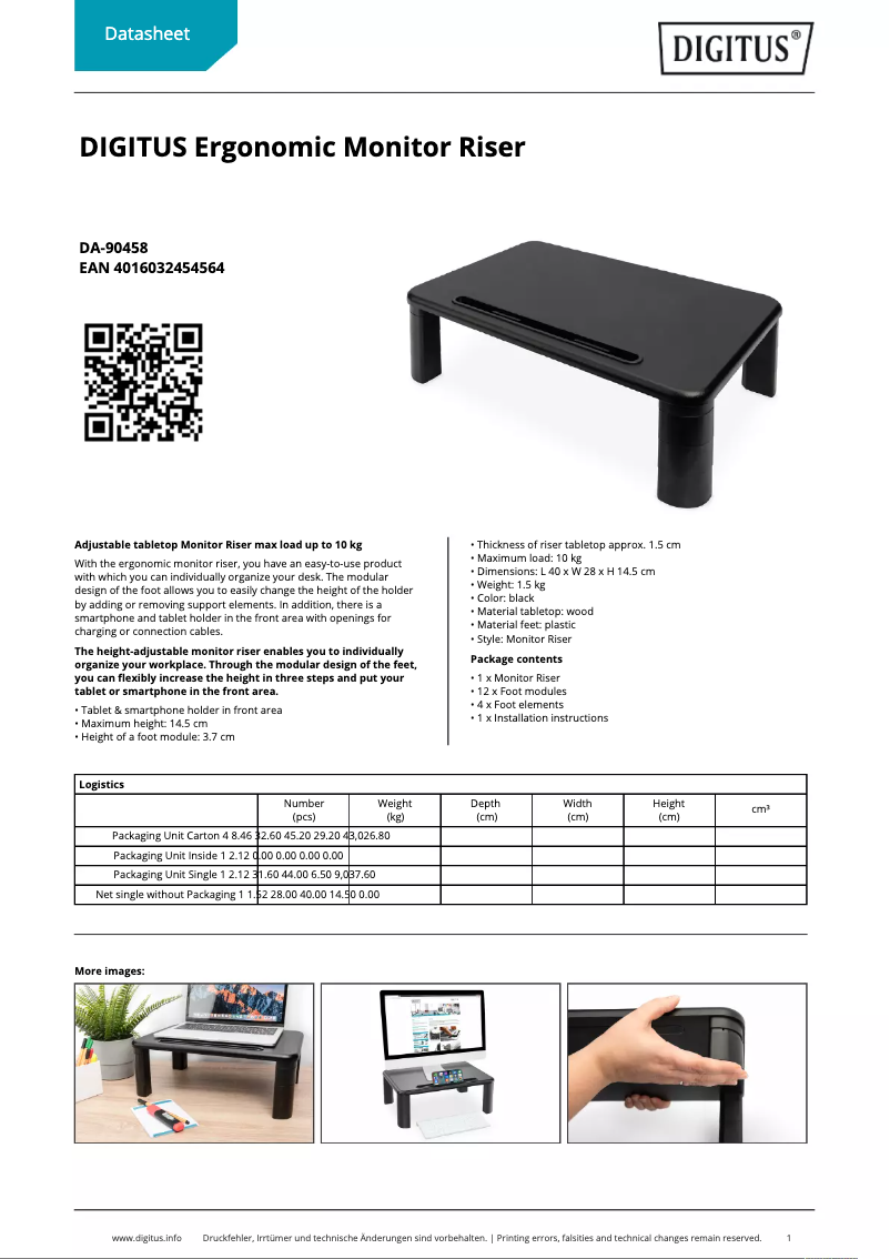 Page 1 de la notice Manuel utilisateur Digitus DA-90458