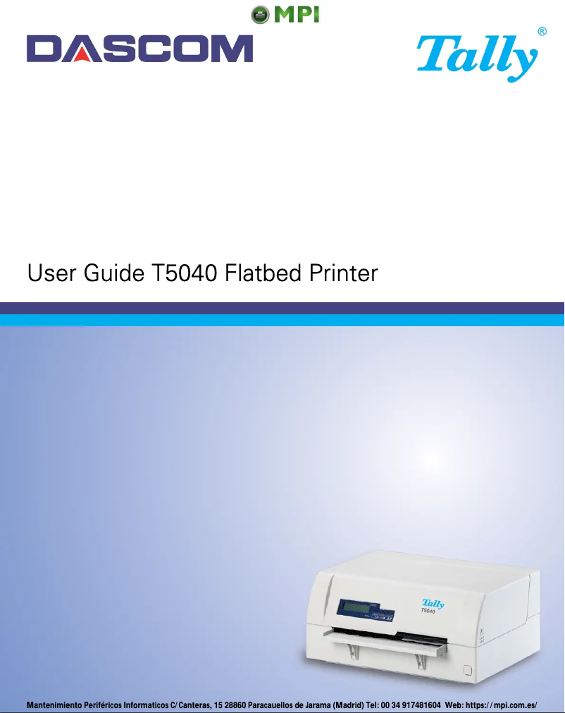 First page image of the manual for Tally T5040