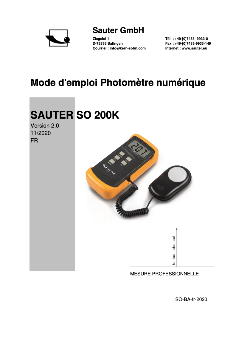 Page 1 de la notice Manuel utilisateur Sauter SO 200K
