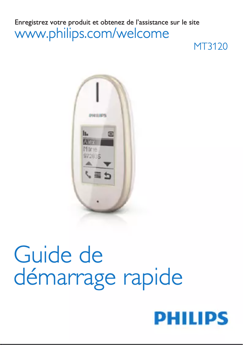 Page 1 of the manual Quick Start Guide Philips MT3120T