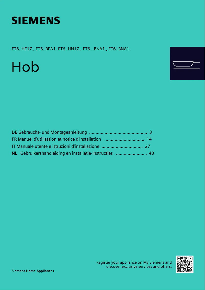 Image de la première page du manuel de l'appareil ET651BNA1E