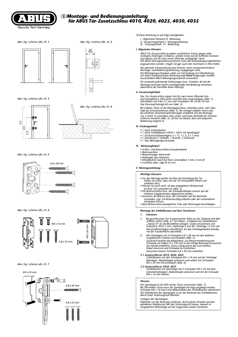 Page n°1 - Manuel utilisateur Abus 4010