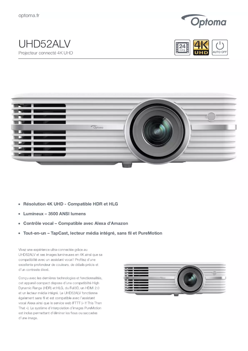 Image de la première page du manuel de l'appareil UHD52ALV