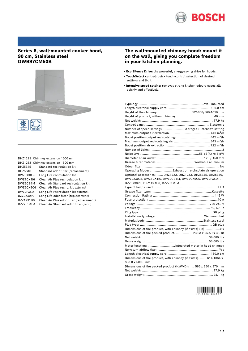 Imagen de la primera página del manual del dispositivo DWB97CM50B