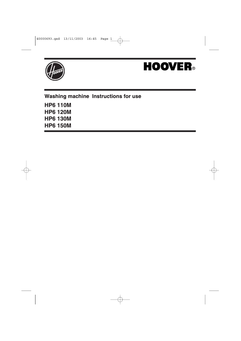 Page n°1 - Manuel utilisateur Hoover HP6 150M