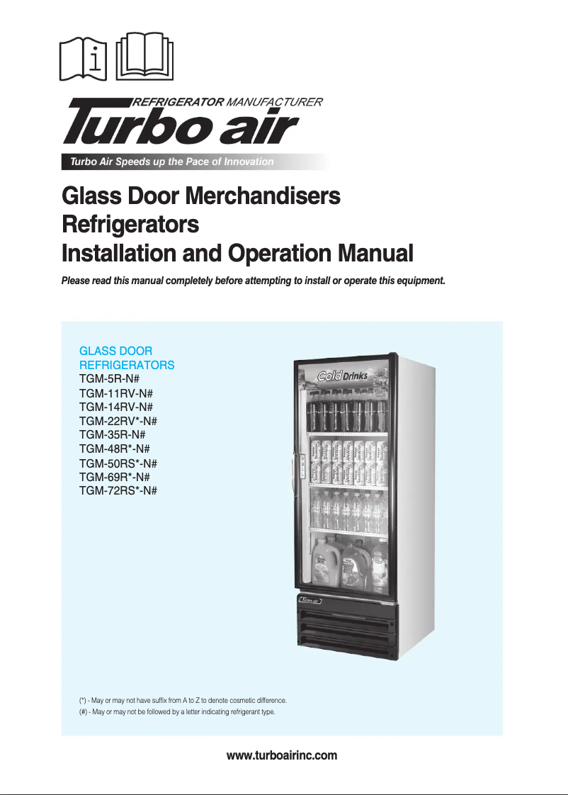 Page 1 de la notice Manuel utilisateur Turbo air TGM-50RSB-N