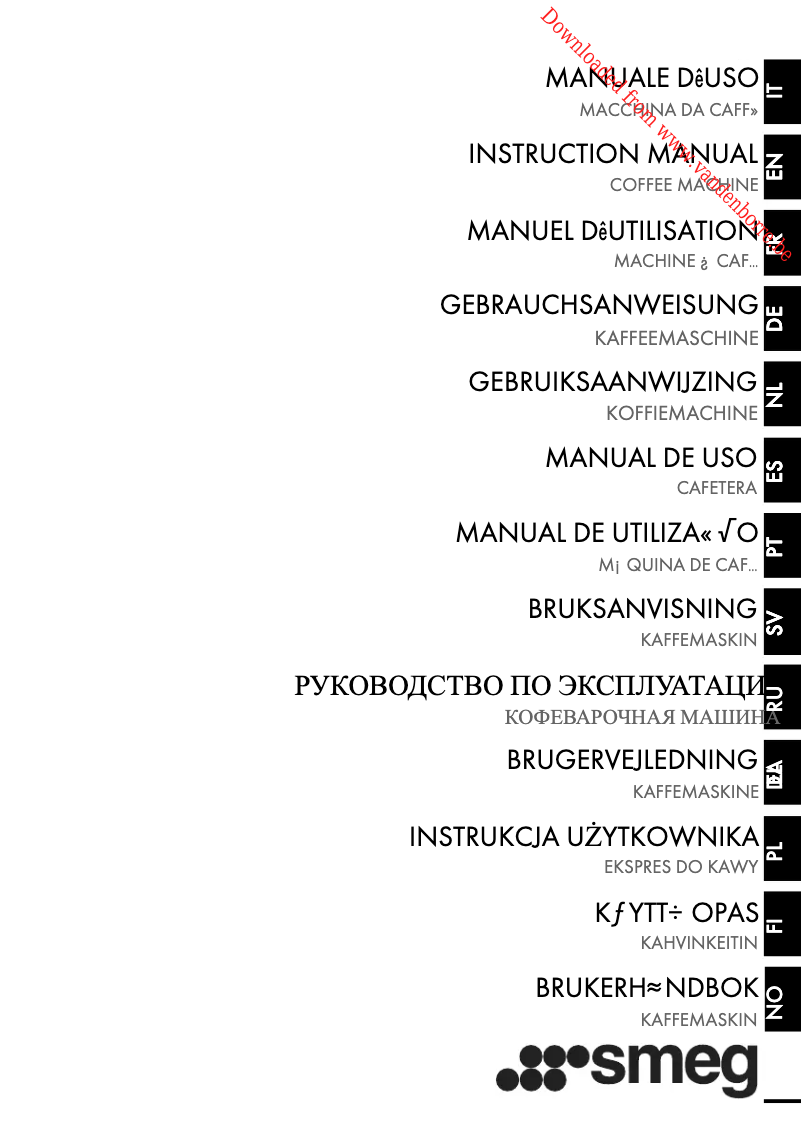 Page 1 de la notice Manuel utilisateur Smeg ECF01