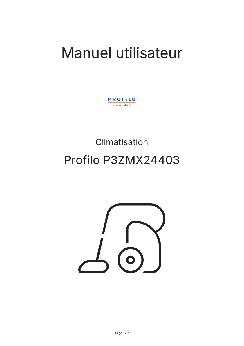 Page n°1 - Manuel utilisateur Profilo P3ZMX24403