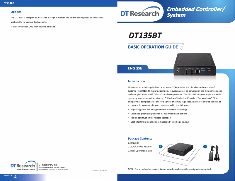 Page n°1 - Manuel utilisateur DT Research DT135BT
