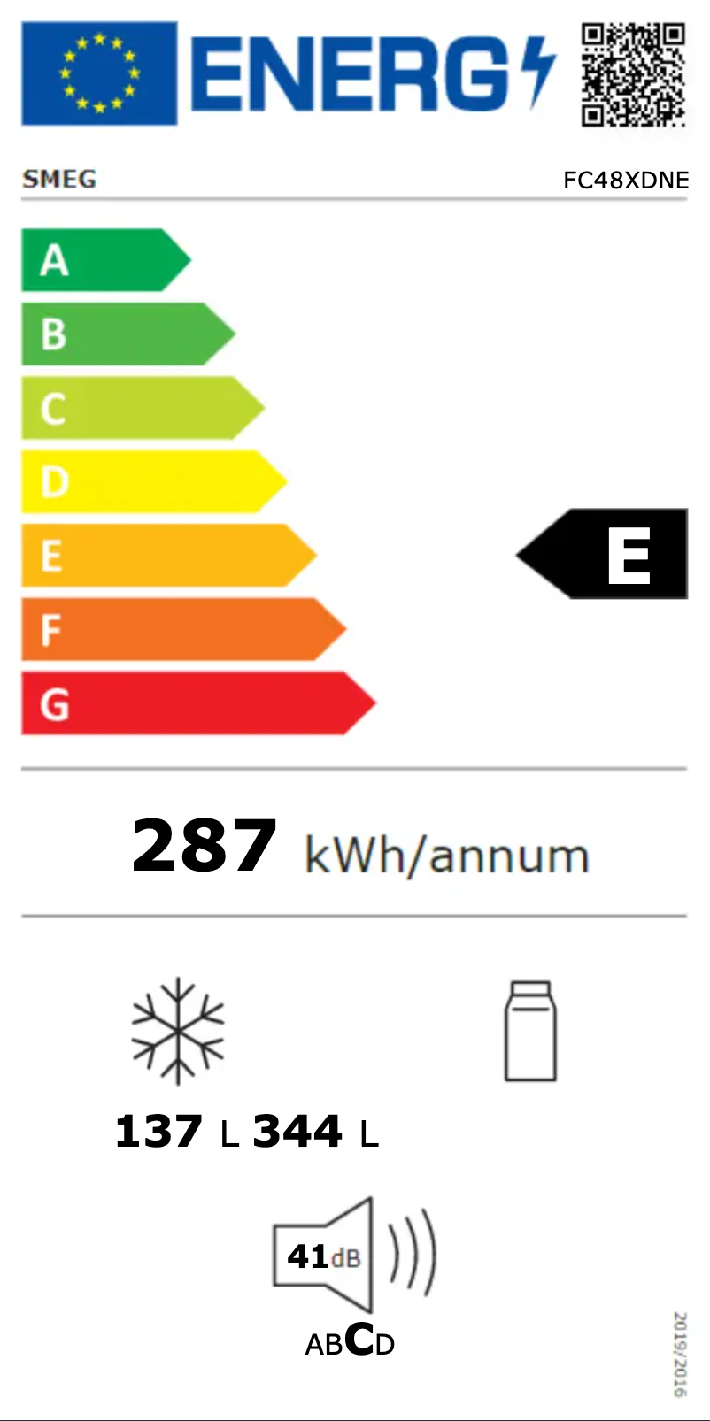 Página 1 del manual Etiqueta energética Smeg FC48XDNE