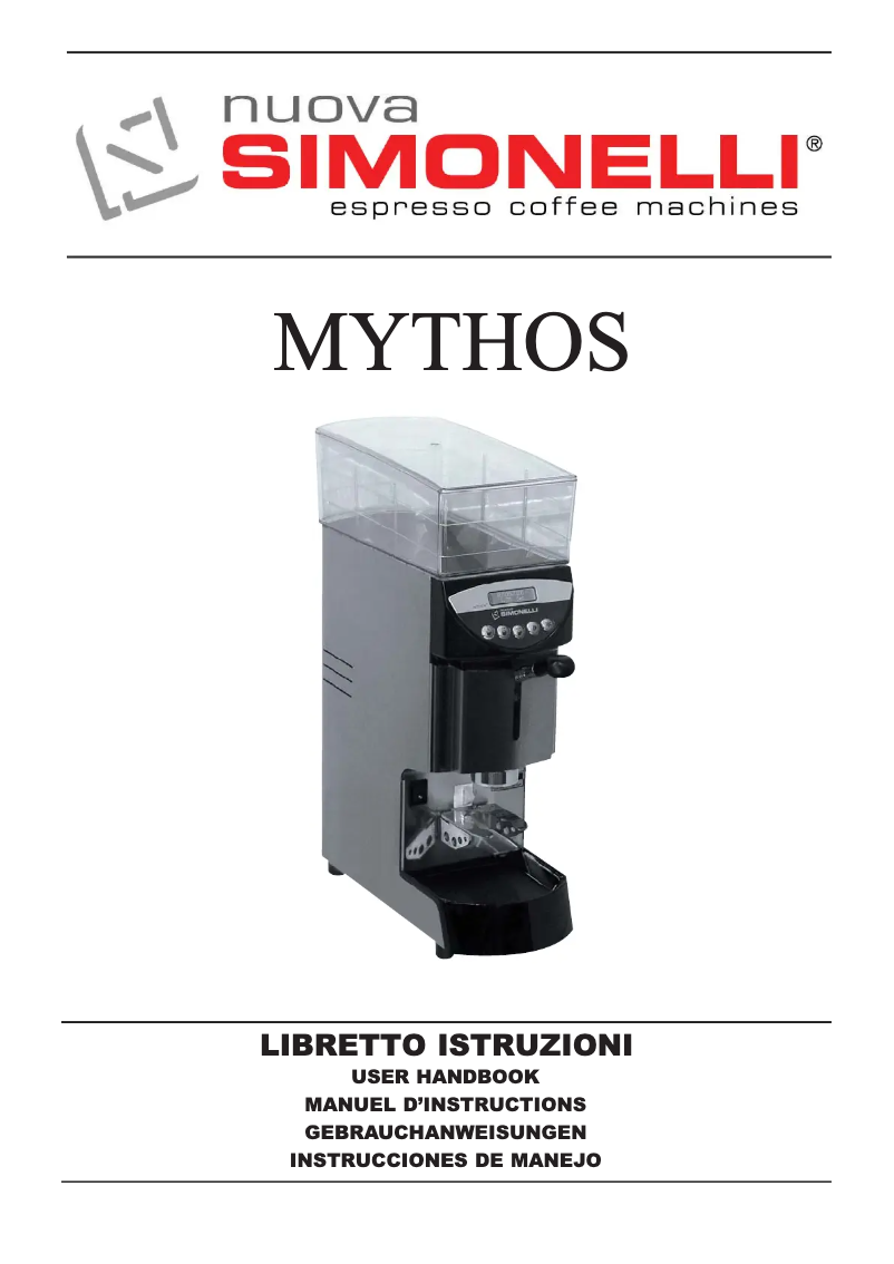 Page 1 de la notice Manuel utilisateur Nuova Simonelli Mythos