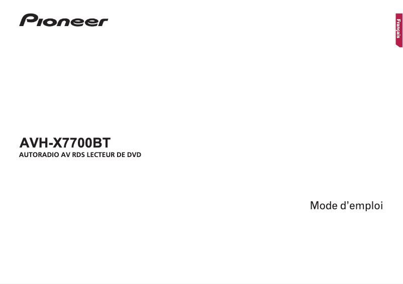 Page n°1 - Manuel utilisateur Pioneer AVH-X7700BT