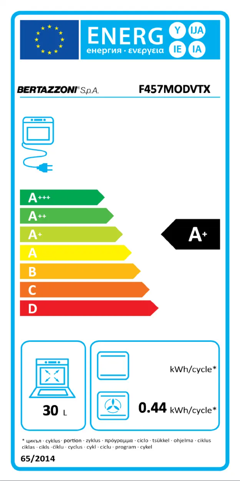 Page n°1 - Label énergétique Bertazzoni F457MODVTX