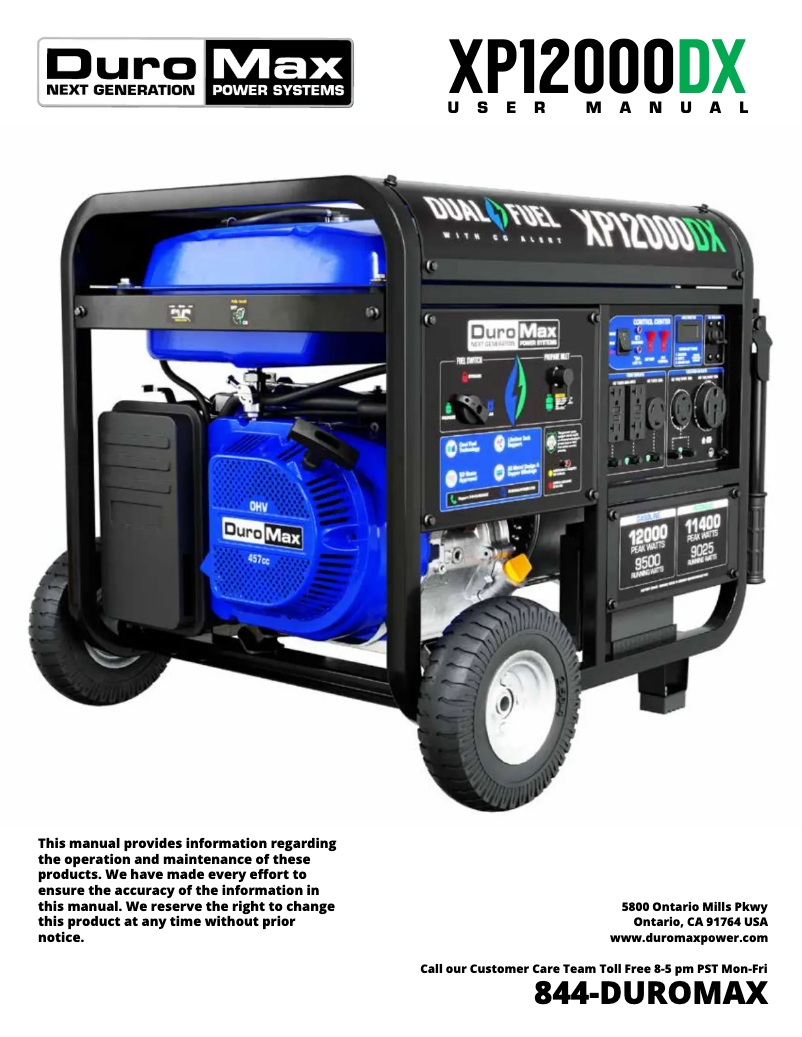 Página 1 del manual Manual de usuario DuroMax XP12000DX