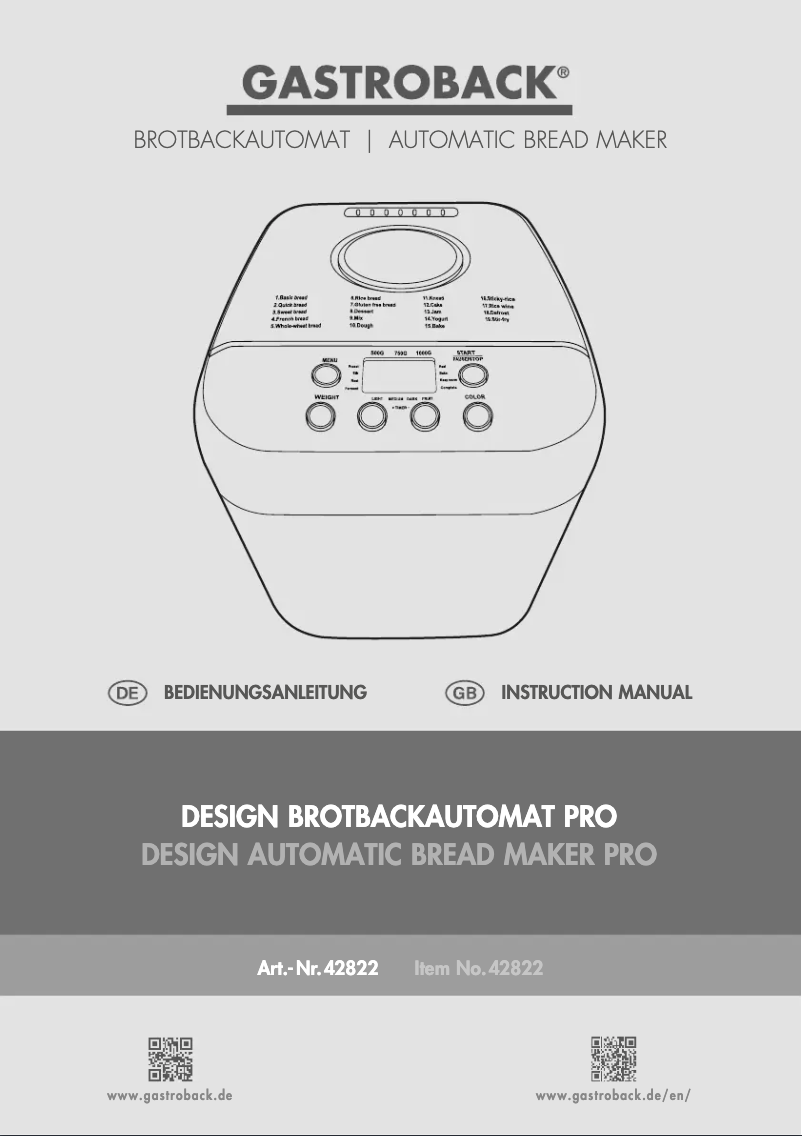 Image de la première page du manuel de l'appareil Design Pro 42822