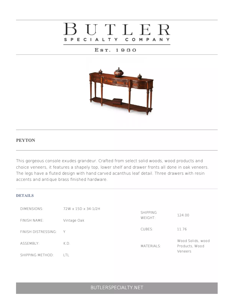 Page n°1 - Manuel utilisateur Butler Peyton 3028001