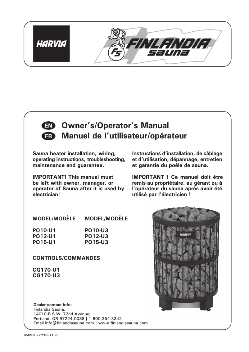 Page 1 de la notice Manuel utilisateur Harvia Legend Pro P12E HPOU122401