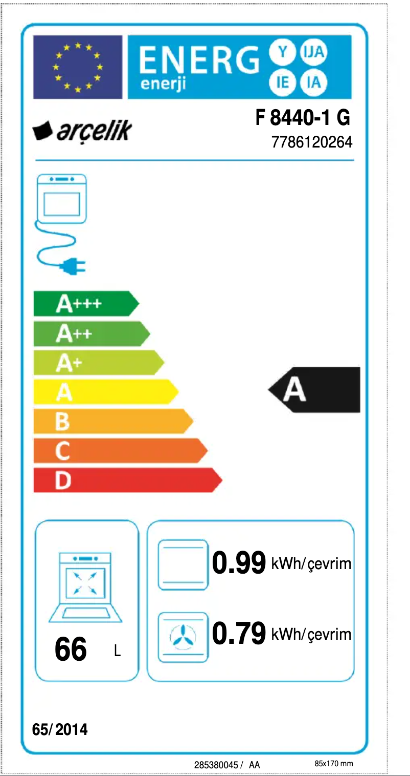 Page n°1 - Label énergétique Arçelik F 8440-1 G