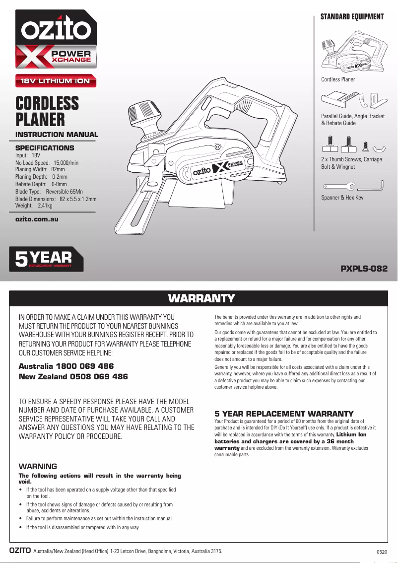 Image de la première page du manuel de l'appareil PXPLS-082