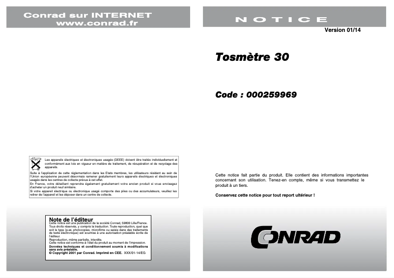 Image de la première page du manuel de l'appareil SWR30